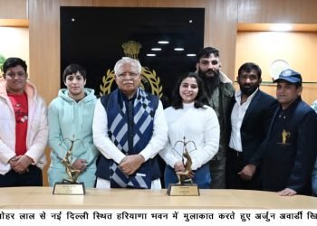 अर्जुन अवार्डी खिलाड़ियों को मुख्यमंत्री ने किया सम्मानित