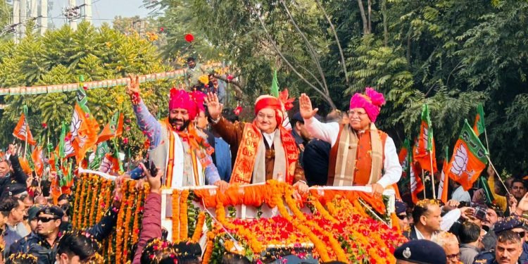 श्री जेपी नड्डा और श्री मनोहर लाल के रोड -शो में उमड़ा जनसैलाब