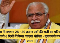 प्रदेश में लगभग 28 – 29 हजार पदों की भर्ती का परिणाम आगामी 8 दिनों में किया जाएगा घोषित – मुख्यमंत्री मनोहर लाल