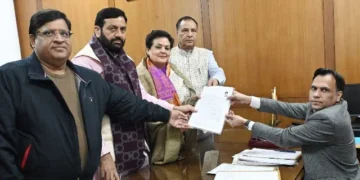 राज्यसभा उपचुनाव - बीजेपी प्रत्याशी रेखा शर्मा ने नामांकन किया दाखिल