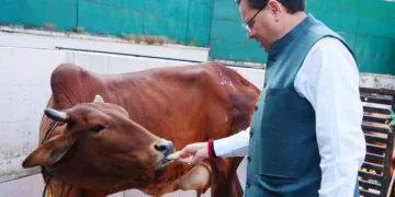 उत्तराखंड के सीएम धामी ने गौमाता की पूजा कर जनकल्याण की प्रार्थना की