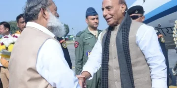 रक्षामंत्री राजनाथ सिंह का हरियाणा आगमन, अनिल विज ने किया स्वागत-सत्कार